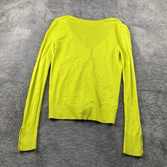 LOFT V-Neck Cardigan Sweater Womens XSP Petite Neon Yellow - Picture 10 of 13